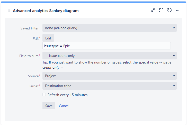 Report gadget configuration